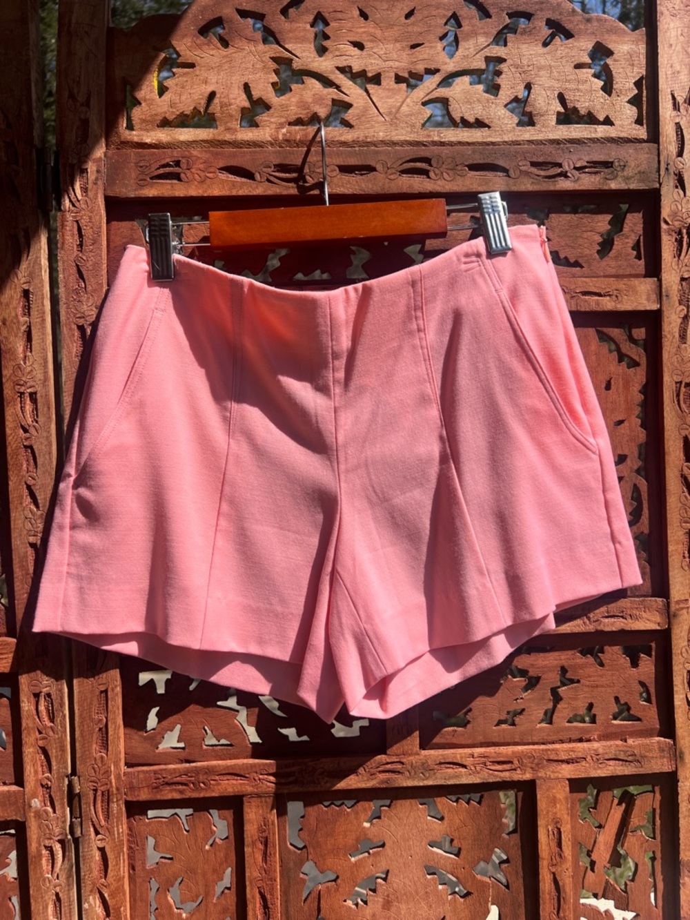 Theory Pink High-Waist Tailored Shorts